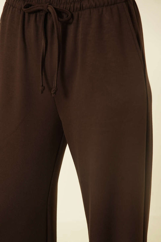 Pantalon Loyşa à larges jambes avec poches Marron