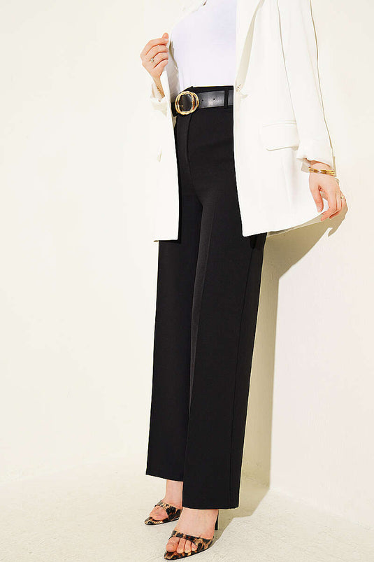 Pantalon large à ceinture noir