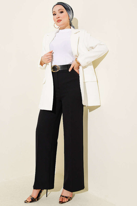 Pantalon large à ceinture noir