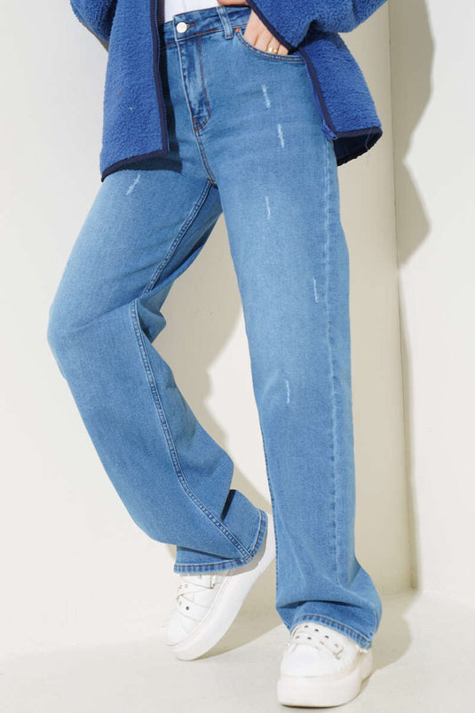 Wide Leg Palazzo Denim Pants Denim Blue