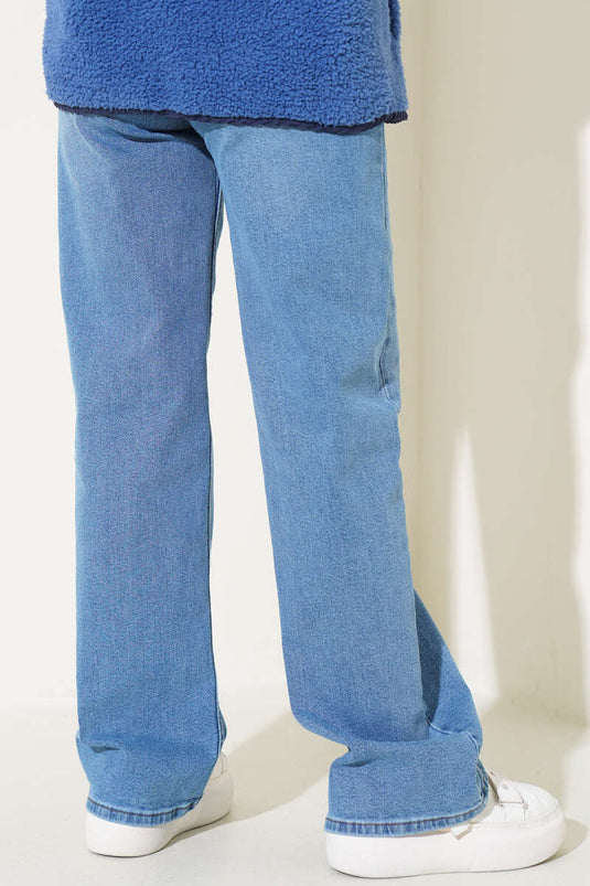 Pantaloni palazzo in denim a gamba larga Denim Blu