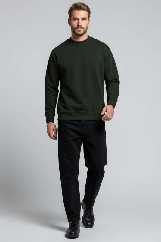 Sweatshirt mit breiten Rippstrickbündchen, Marineblau