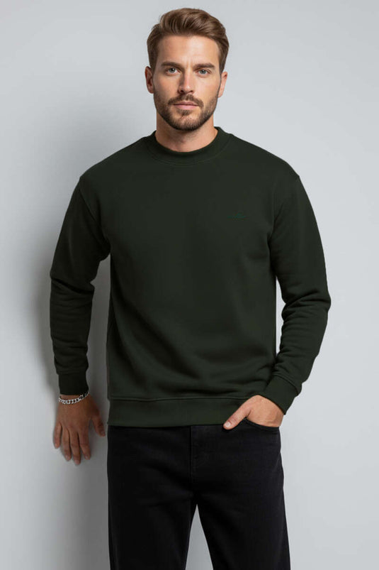 Geniş Ribanalı Triko Sweatshirt Nefti