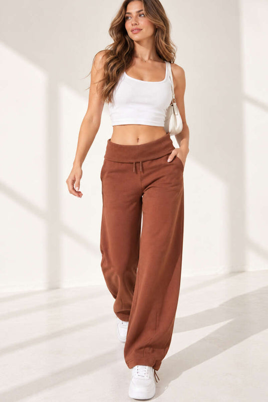 Pantaloni A Tre Strati Con Righe Larghe In Beige