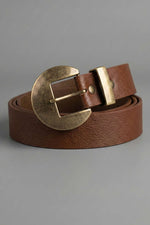 Ceinture large à boucle couleur noisette