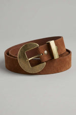 Ceinture large à boucle en daim noisette