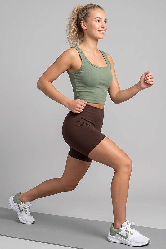 Top con spalline larghe e scollo ampio, colore kaki