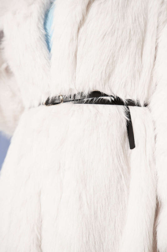 Geniş Yaka Kürklü Uzun Mont Taş