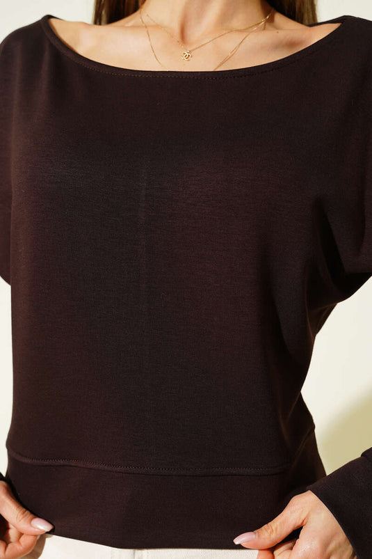 Wide Collar Blouse Brown