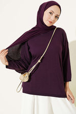 Tunique En Maille À Col Large Violette