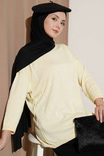 Tunique En Maille À Col Large Jaune