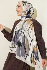 Écharpe À Motifs Floraux Géométriques Beige