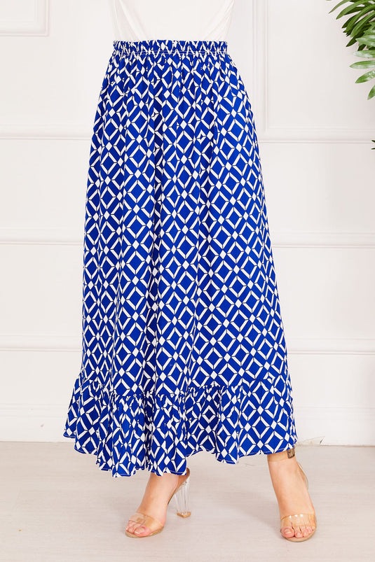 Geometric Pattern Skirt Saxe