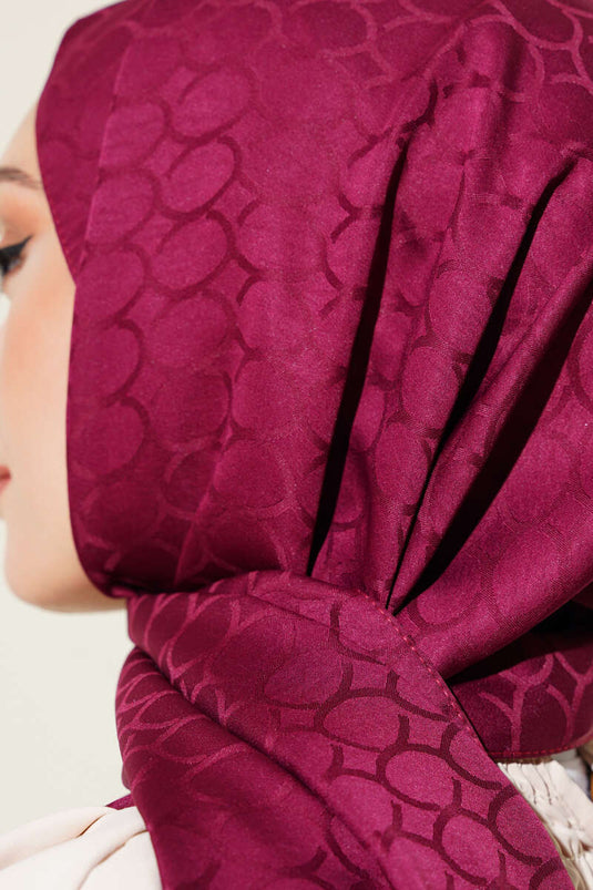 Châle Jacquard Motif Géométrique Rouge Claret