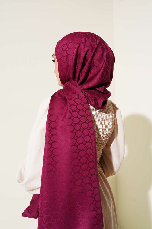 Châle Jacquard Motif Géométrique Rouge Claret