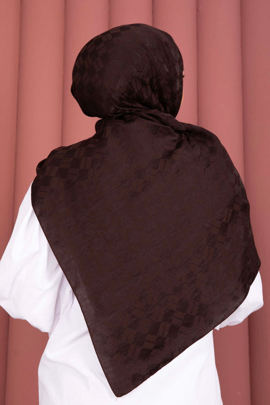 Geometric Pattern Jacquard Scarf Series Dark Brown