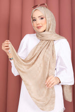 Série d'écharpes jacquard à motif géométrique beige