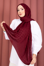 Série d'écharpes jacquard à motif géométrique Bordeaux