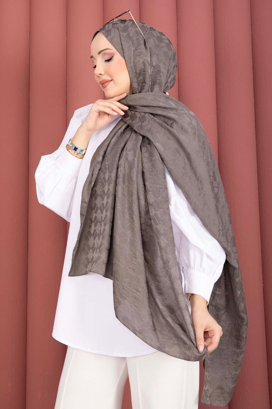Geometric Pattern Jacquard Shawl Series Smoke