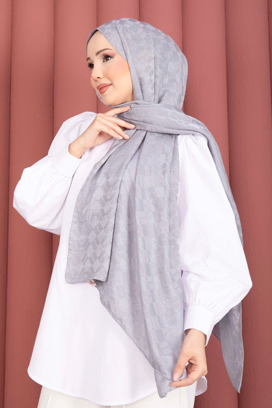 Geometric Pattern Jacquard Scarf Series Gray