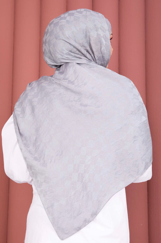 Geometric Pattern Jacquard Scarf Series Gray