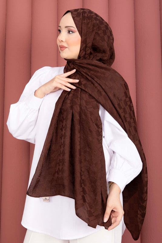 Geometric Pattern Jacquard Shawl Series Coffee
