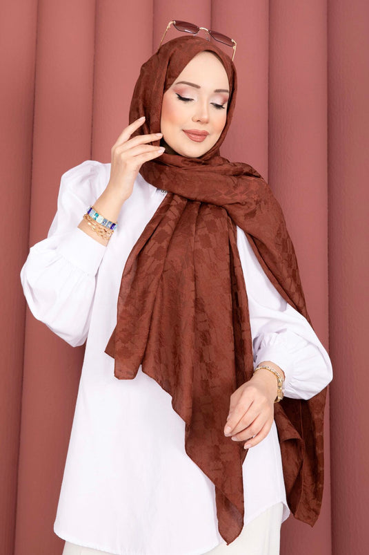 Geometric Pattern Jacquard Scarf Series Terracotta