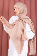 Série d'écharpes jacquard à motif géométrique couleur poudre