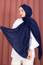 Série d'écharpes jacquard à motif géométrique bleu saphir