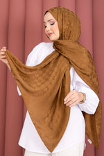 Série d'écharpes jacquard à motif géométrique couleur tabac