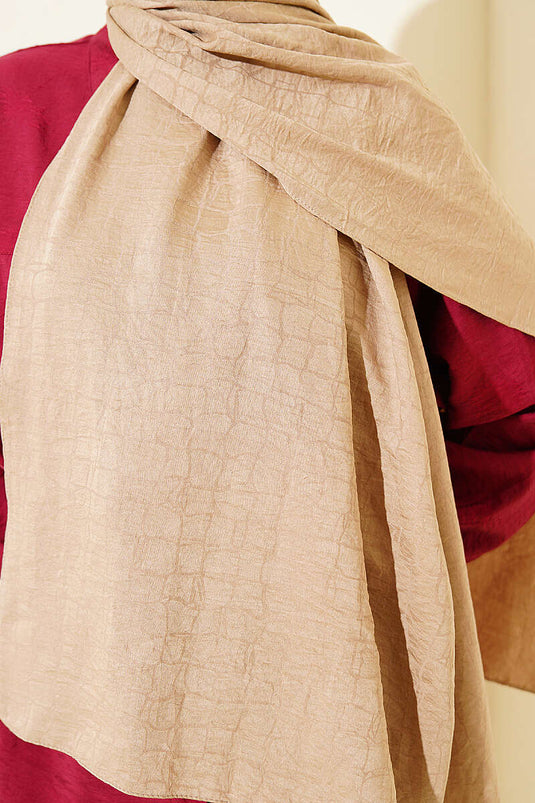 Geometric Pattern Cotton Ayrobin Shawl Beige