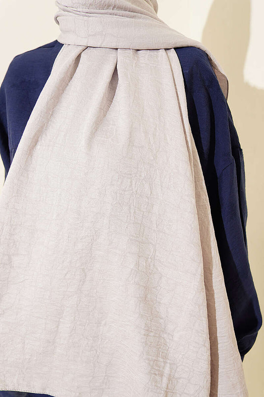 Geometric Pattern Cotton Ayrobin Shawl Silver
