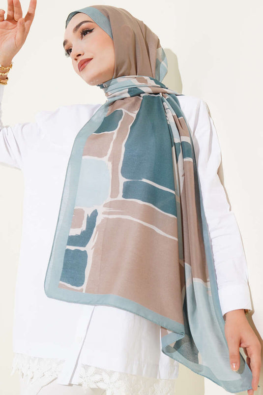 Bufanda suave con estampado geométrico, verde