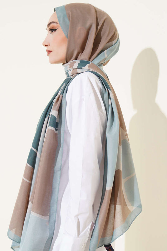 Bufanda suave con estampado geométrico, verde