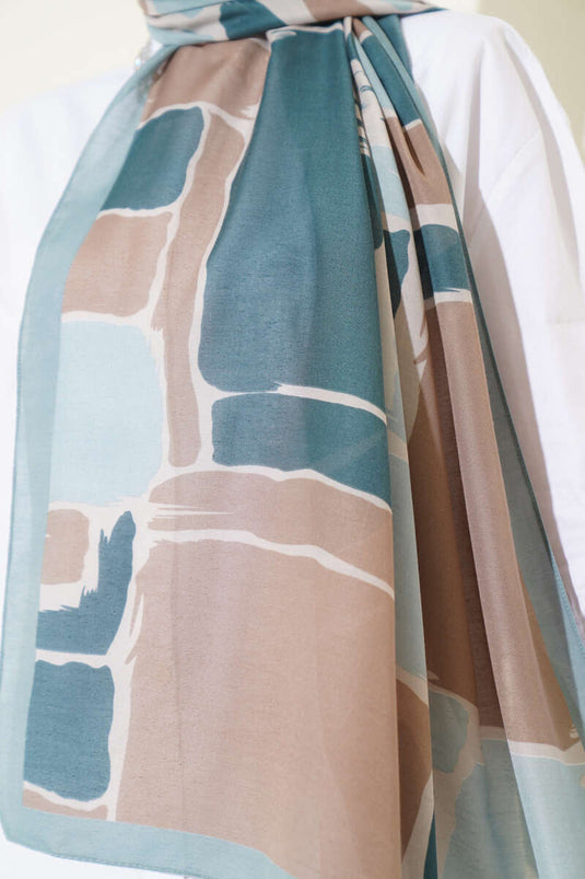 Bufanda suave con estampado geométrico, verde