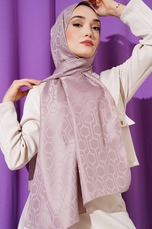 Jacquard sjaal met geometrisch motief in poedervorm