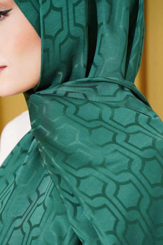 Châle jacquard à motifs géométriques, vert