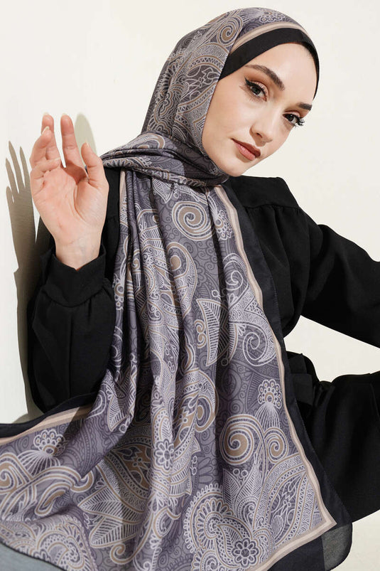 Écharpe Géométrique Paisley Noir Gris