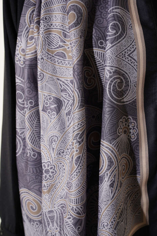 Écharpe Géométrique Paisley Noir Gris