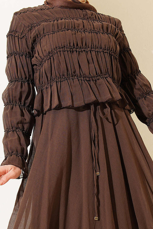 Ensemble deux pièces Gipeli avec blouse et jupe, couleur marron