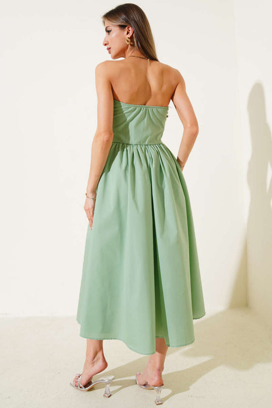 Gipeli trägerloses Midikleid Mandelgrün