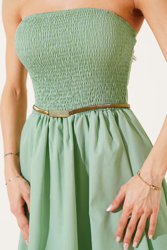 Gipeli trägerloses Midikleid Mandelgrün