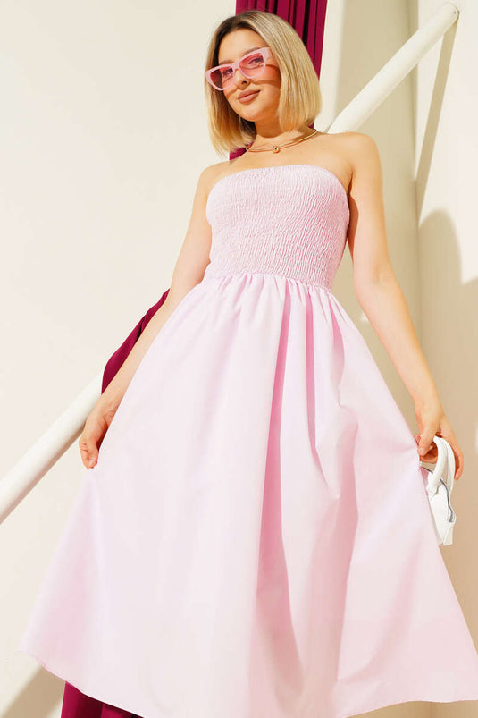 Robe bustier midi rose Gipeli