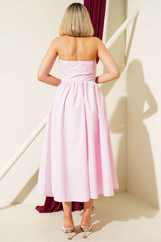 Robe bustier midi rose Gipeli