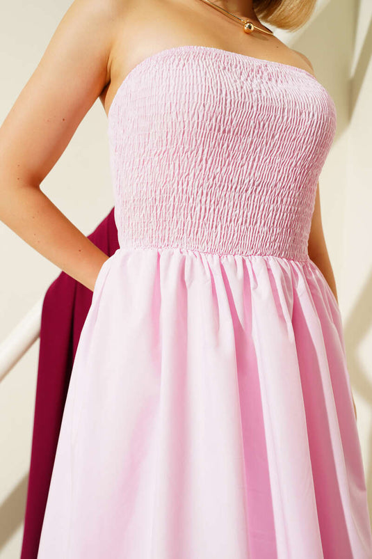 Gipeli Strapless Midi Dress Pink