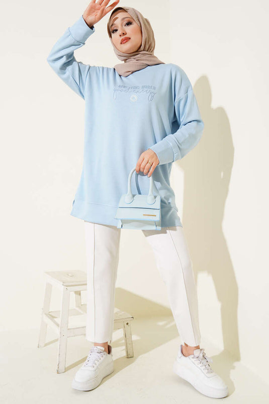 Give This World Baskılı Tunik Bebe Mavi