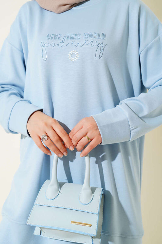 Give This World Baskılı Tunik Bebe Mavi