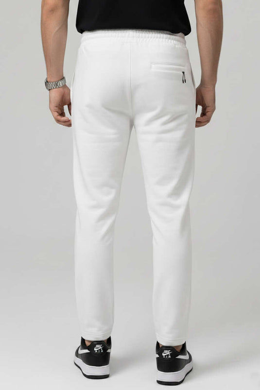 Pantalon de survêtement homme à taille élastique avec poche cachée, couleur écru