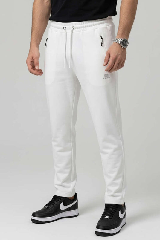 Pantalon de survêtement homme à taille élastique avec poche cachée, couleur écru
