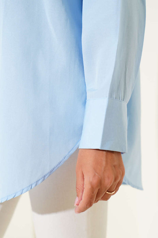 Hidden Button Basic Shirt Baby Blue